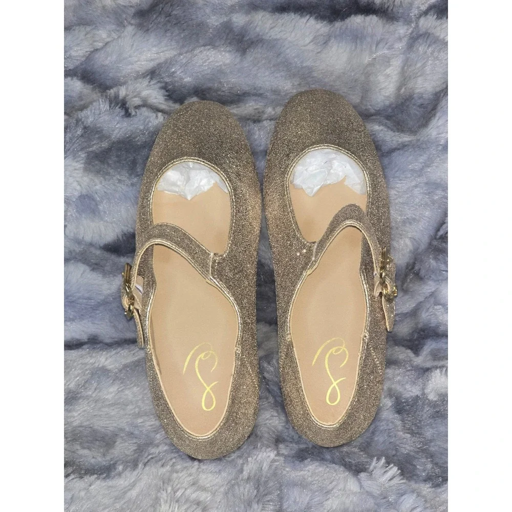 NWOB Sam‎ Edelman Gold Glitter Maeve Michaela Kids Mary Jane Flat Size 1